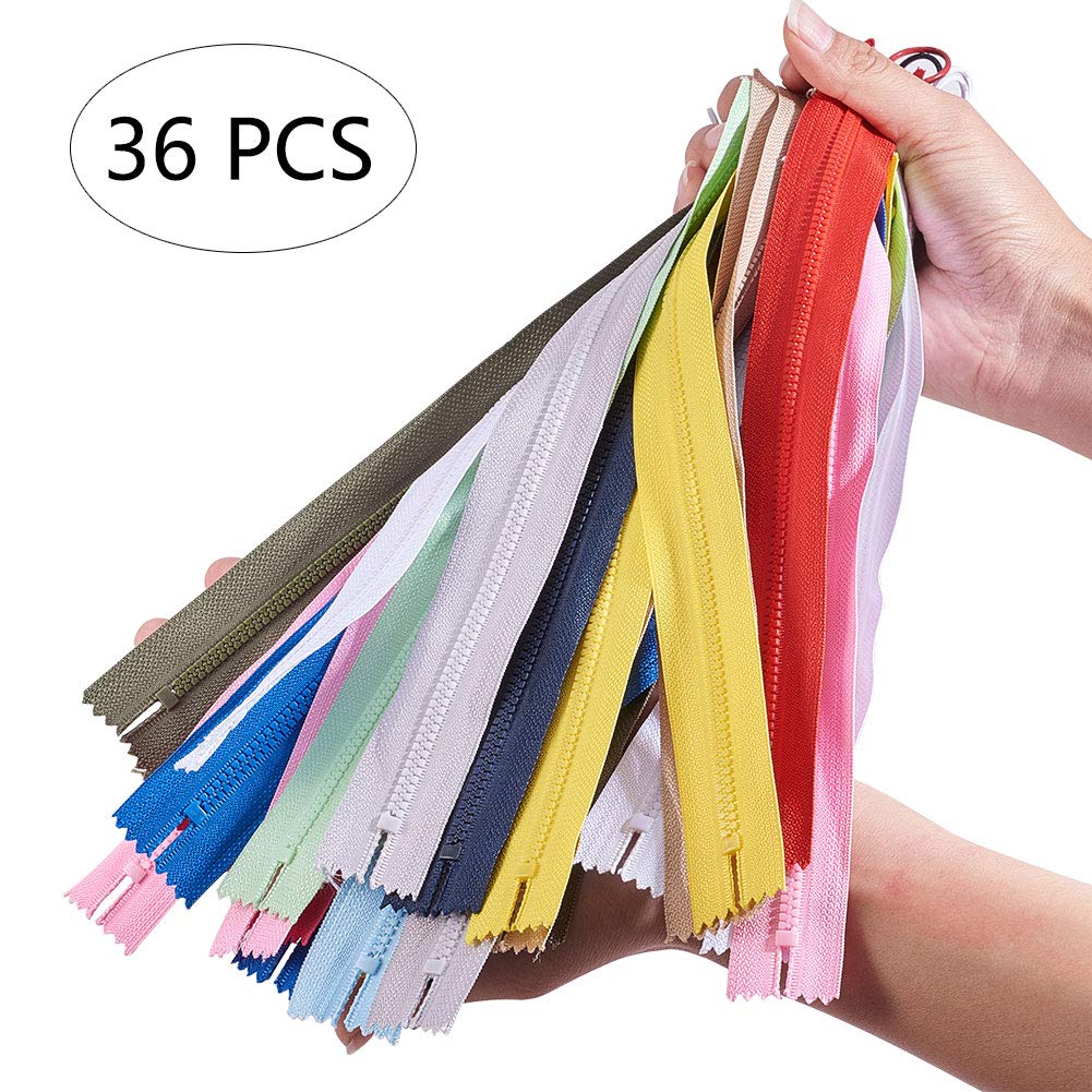 BENECREAT Fermeture Éclair Nylon Anneau 25cm 36 Pcs 12 Couleurs