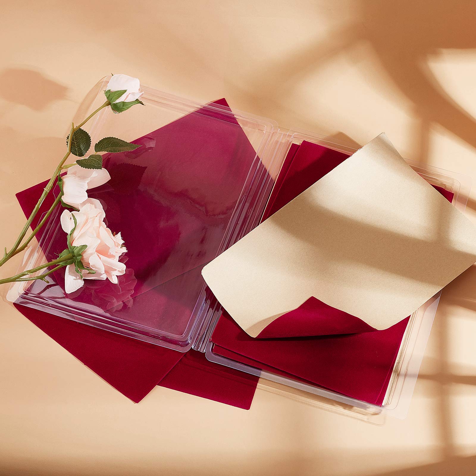 BENECREAT Feuilles Velours Adhésif Rouge Foncé A4 x20
