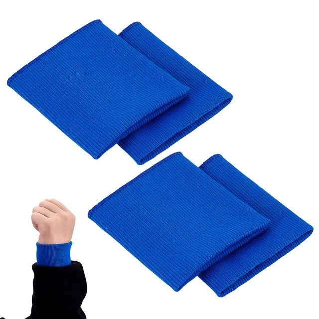 BENECREAT Manchettes Côtes Jersey Polyester Bleu Royal 4 pcs