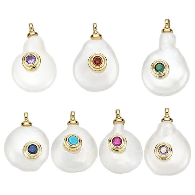 BENECREAT Pendentif Perle Baroque Doré 18K Lot de 7