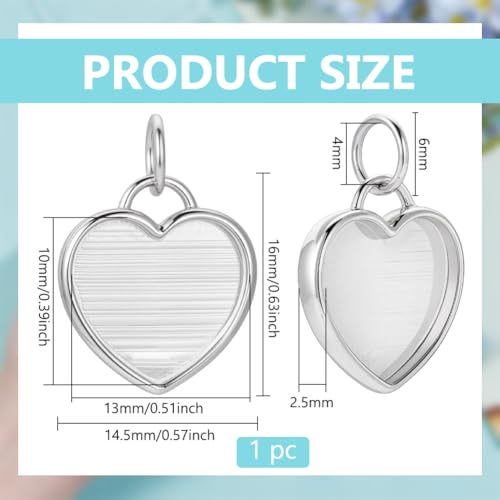 BENECREAT Pendentif cœur argent 925 blanc avec anneau