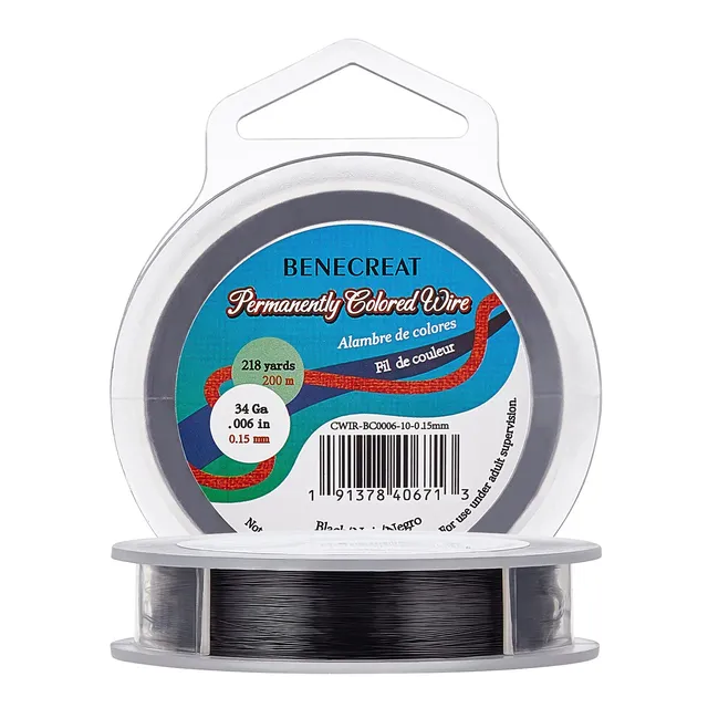 BENECREAT Fil Cuivre Noir 0,15mm 200m Fin Bijoux