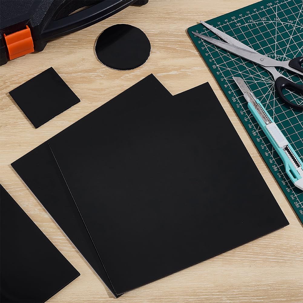 BENECREAT Feuille silicone adhésive noire 3mm 3 pcs
