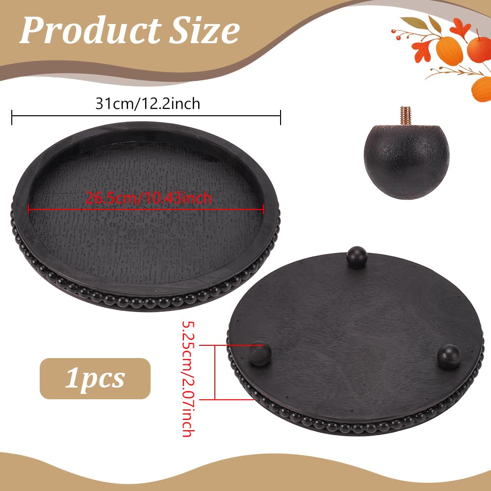BENECREAT Plateau Bois Rond Noir 31 cm Déco Plante