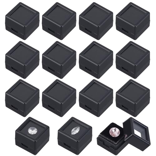 BENECREAT 36 boîtes pierres acrylique noires 2 cm