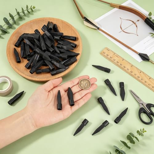 BENECREAT Pointes de Flèche Caoutchouc Noir 8mm Lot de 80