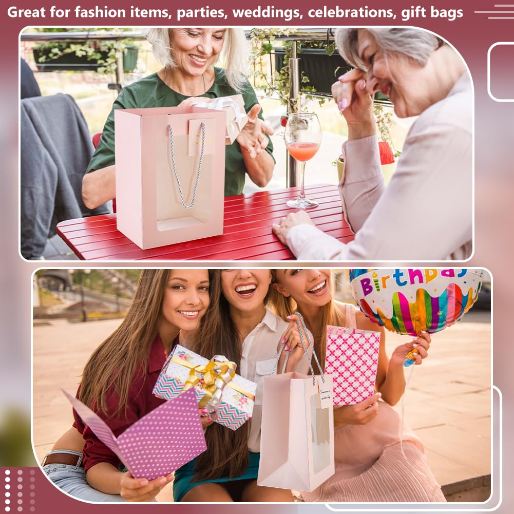 BENECREAT Sacs Cadeaux Fenêtre Rose 30pcs 25x18x13cm Carton
