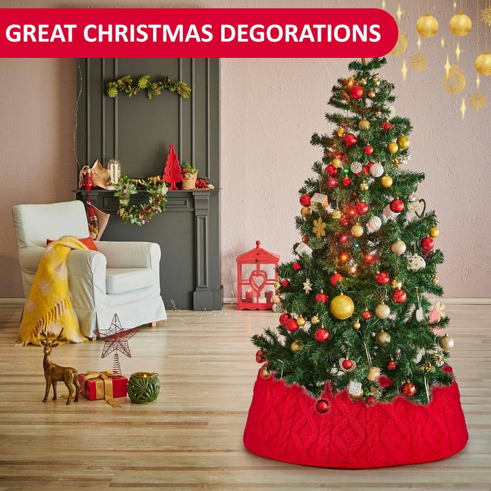 BENECREAT Collier Pied Sapin Noël Rouge Pliable 72cm