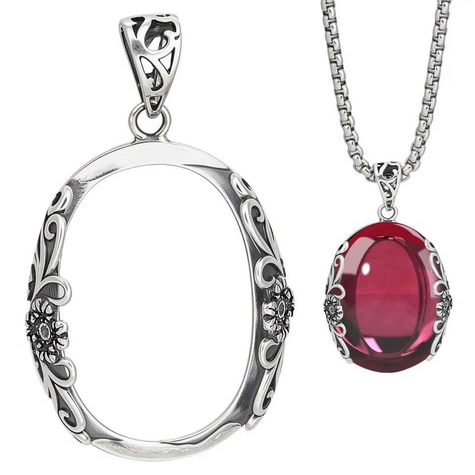 BENECREAT Support Pendentif Argent 925 Plateau Cabochon Antique