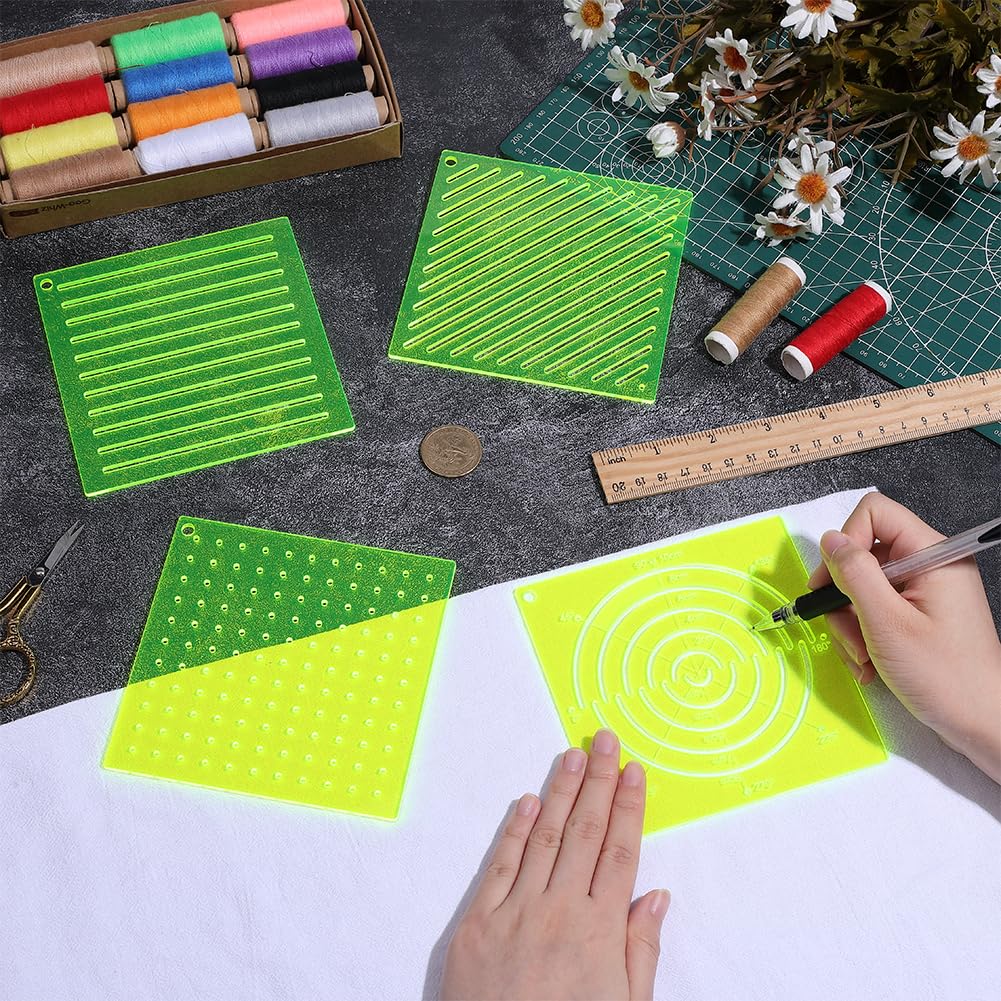 BENECREAT Pochoirs sashiko acrylique 119,5mm lot 4 vert