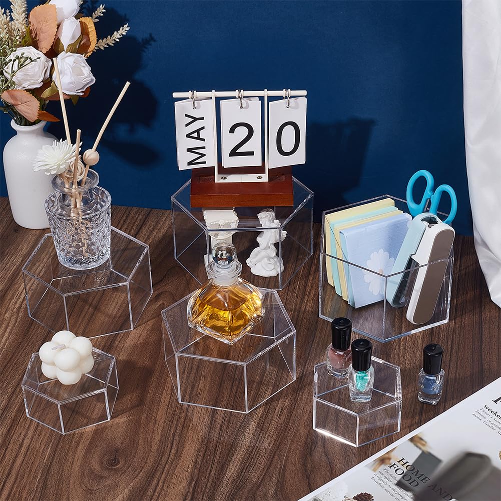 BENECREAT présentoirs bijoux hexagone acrylique 6 pièces