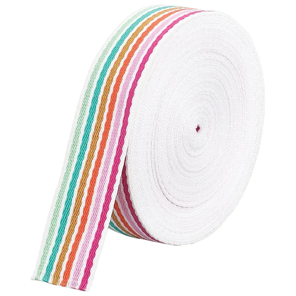 BENECREAT Ruban Rayé Arc-en-Ciel 38 mm 9,14 m Polycoton