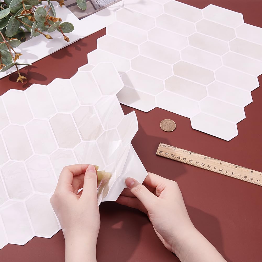 BENECREAT carrelage adhésif hexagonal brun rosé 30x30 cm lot de 2