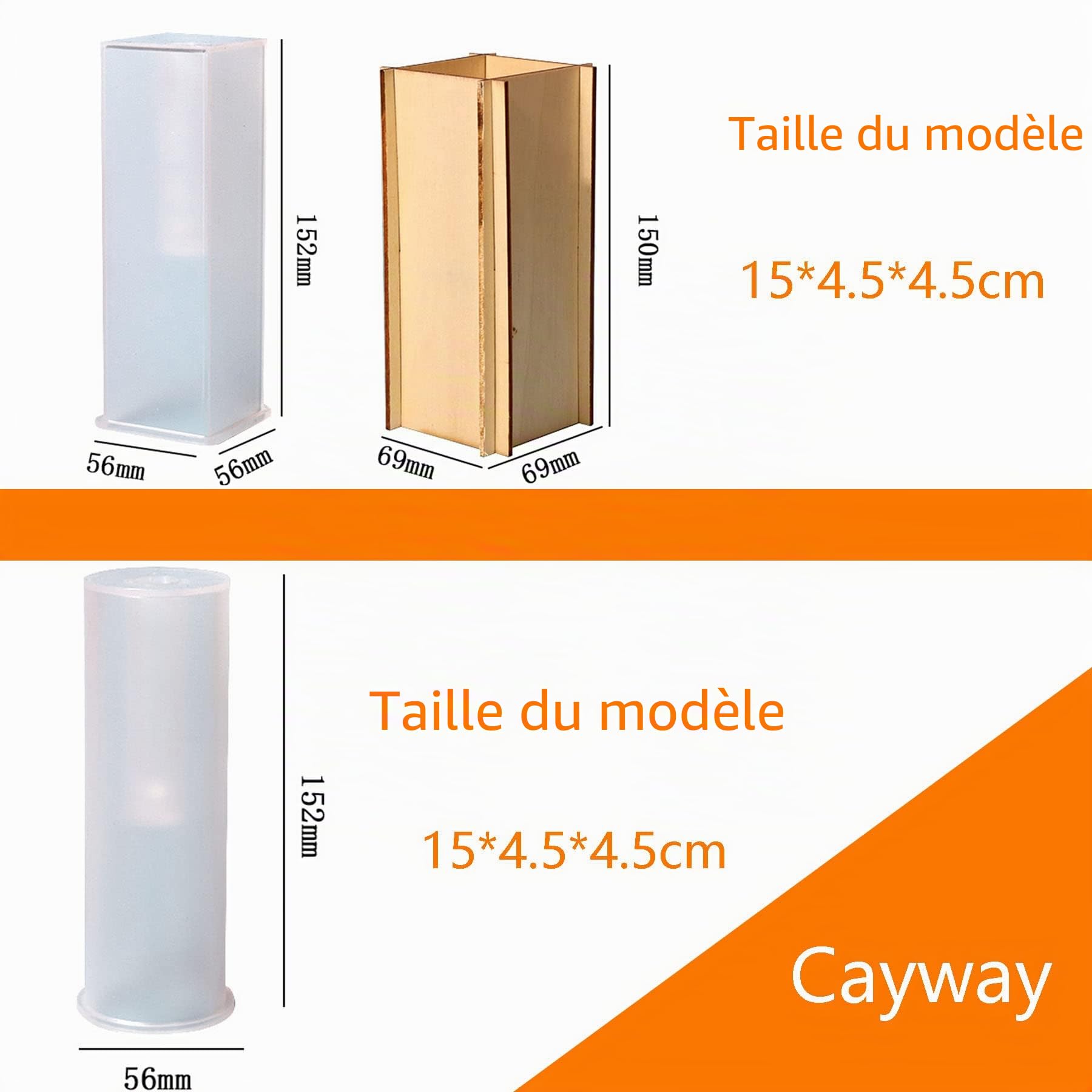Cayway moule silicone vase cylindrique lot 2 résine 15,2 cm