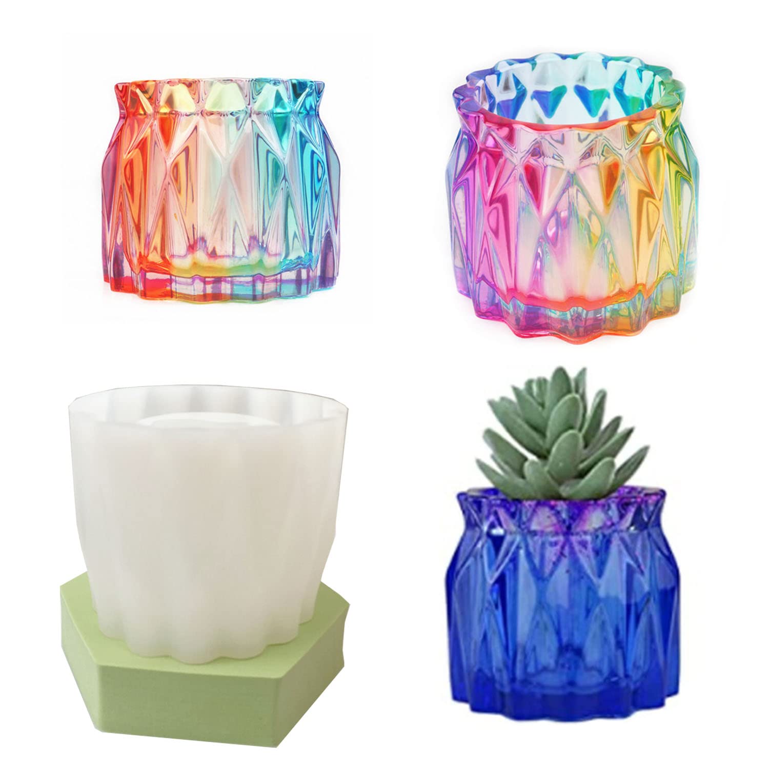 Cayway Moule Silicone Vase Diamant + 24 Paillettes