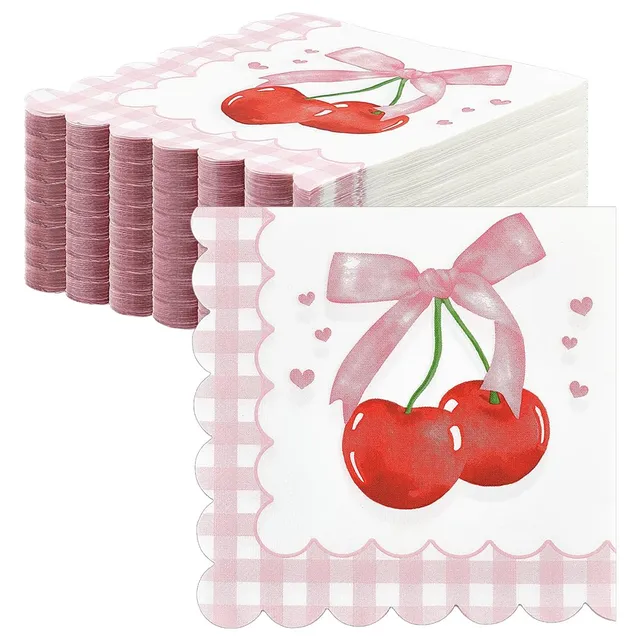BENECREAT Serviette Table Cerises Rose 320mm Lot 80
