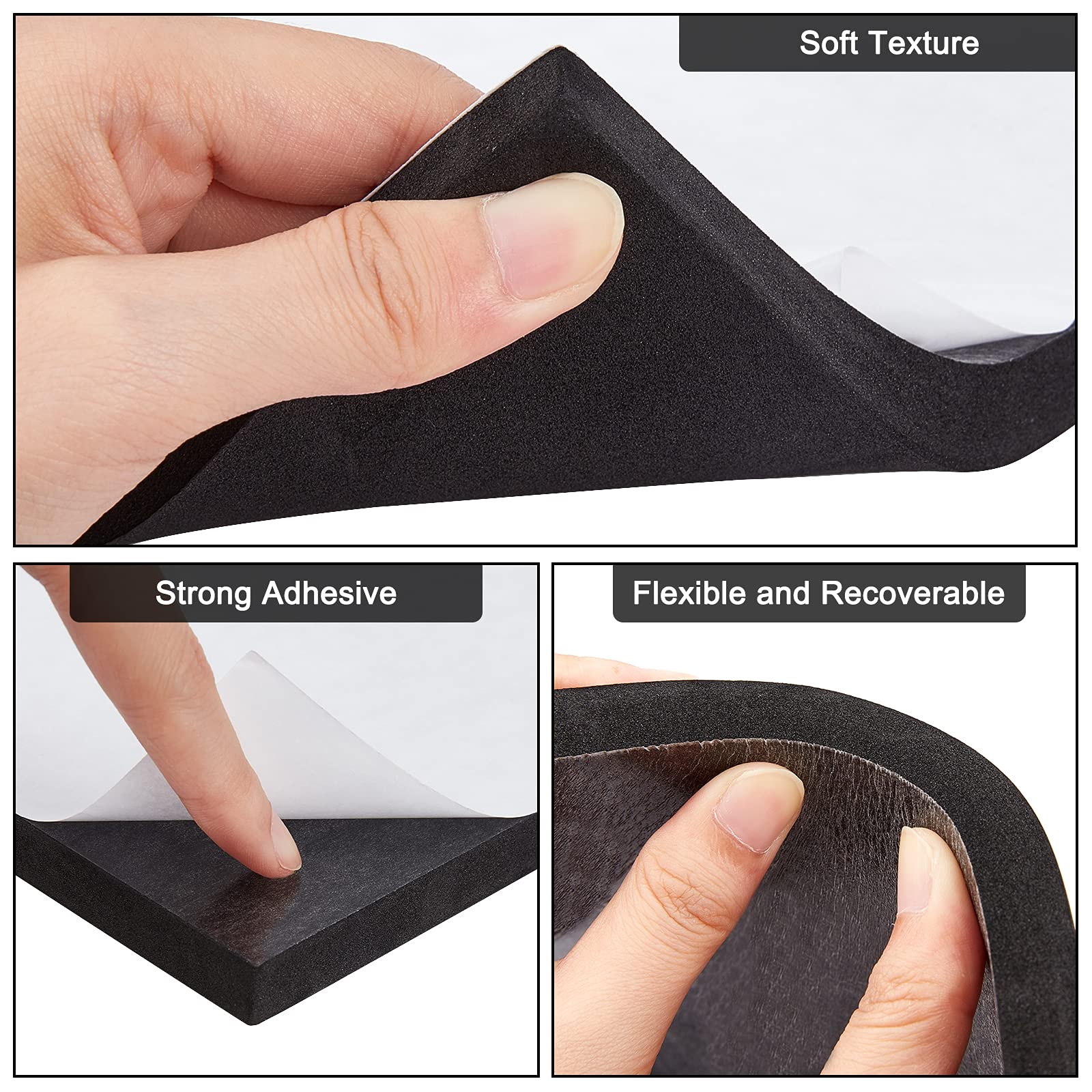 BENECREAT feuille mousse EVA noire adhésive 15x15cm 8 pcs