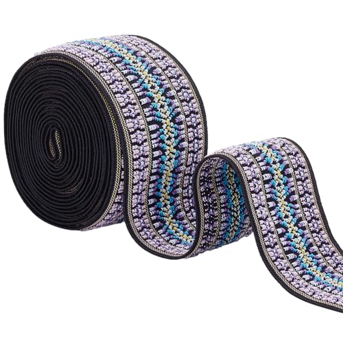 BENECREAT Bande Élastique Jacquard Noir 50mm 2,3m Tissé