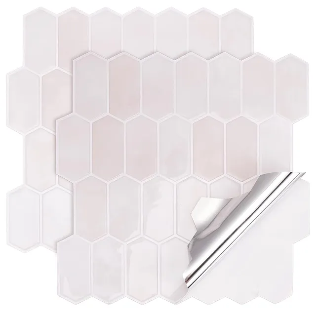 BENECREAT carrelage adhésif hexagonal brun rosé 30x30 cm lot de 2