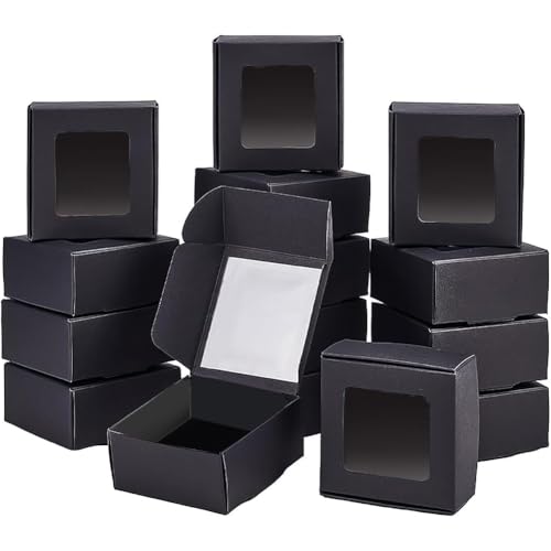 BENECREAT Boîtes Kraft Fenêtre Noires 65mm 100 pcs carton