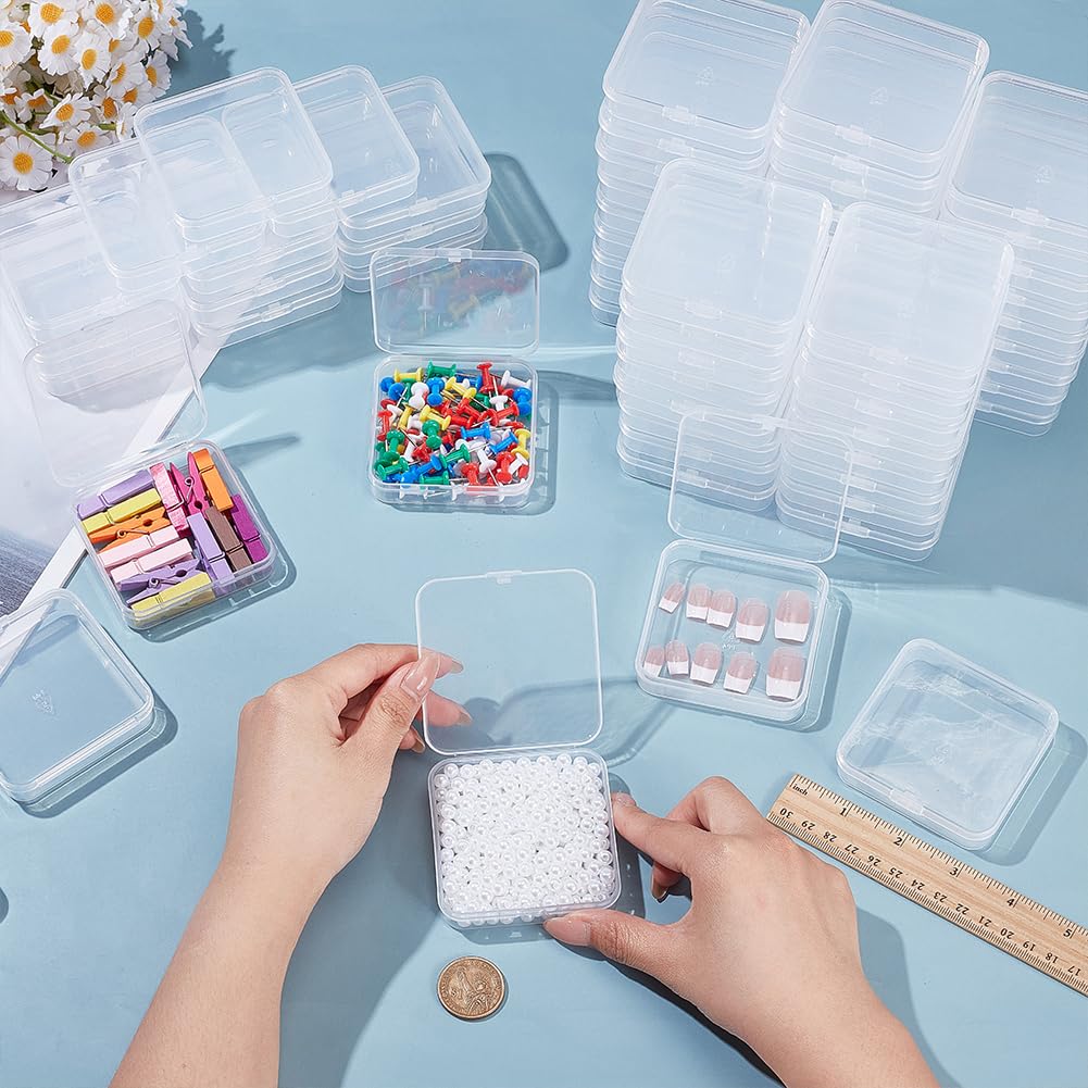 BENECREAT Boîte Rangement Carrée Transparente 120pcs 7,2cm