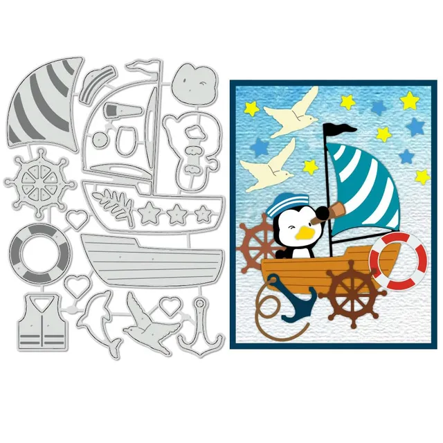 BENECREAT Pingouin Voile matrice de découpe ancre