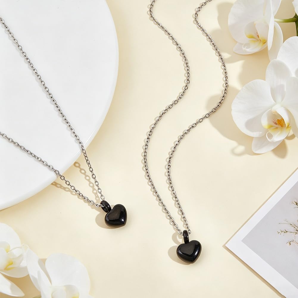 BENECREAT Pendentif Mémorial Cœur Acier Inoxydable Noir 2pcs
