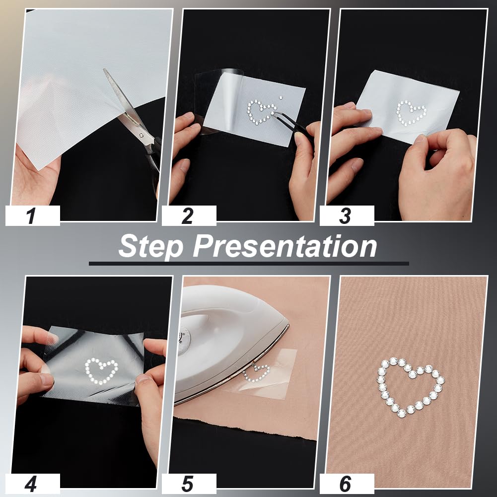 BENECREAT Papier Transfert Strass Hotfix 30x20cm Lot 30