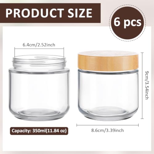 BENECREAT pots verre 350ml couvercle bois mocassin lot 6