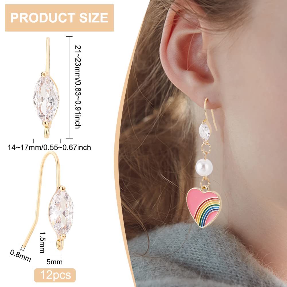 BENECREAT crochets oreilles oeil cheval plaqué or 18K x12 zircon