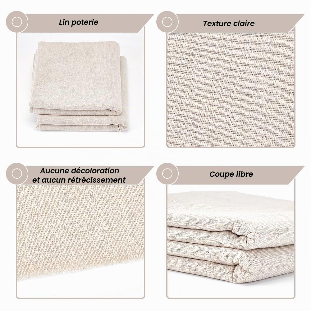 BENECREAT Toile Lin Poterie Beige 2 Pcs 161 cm