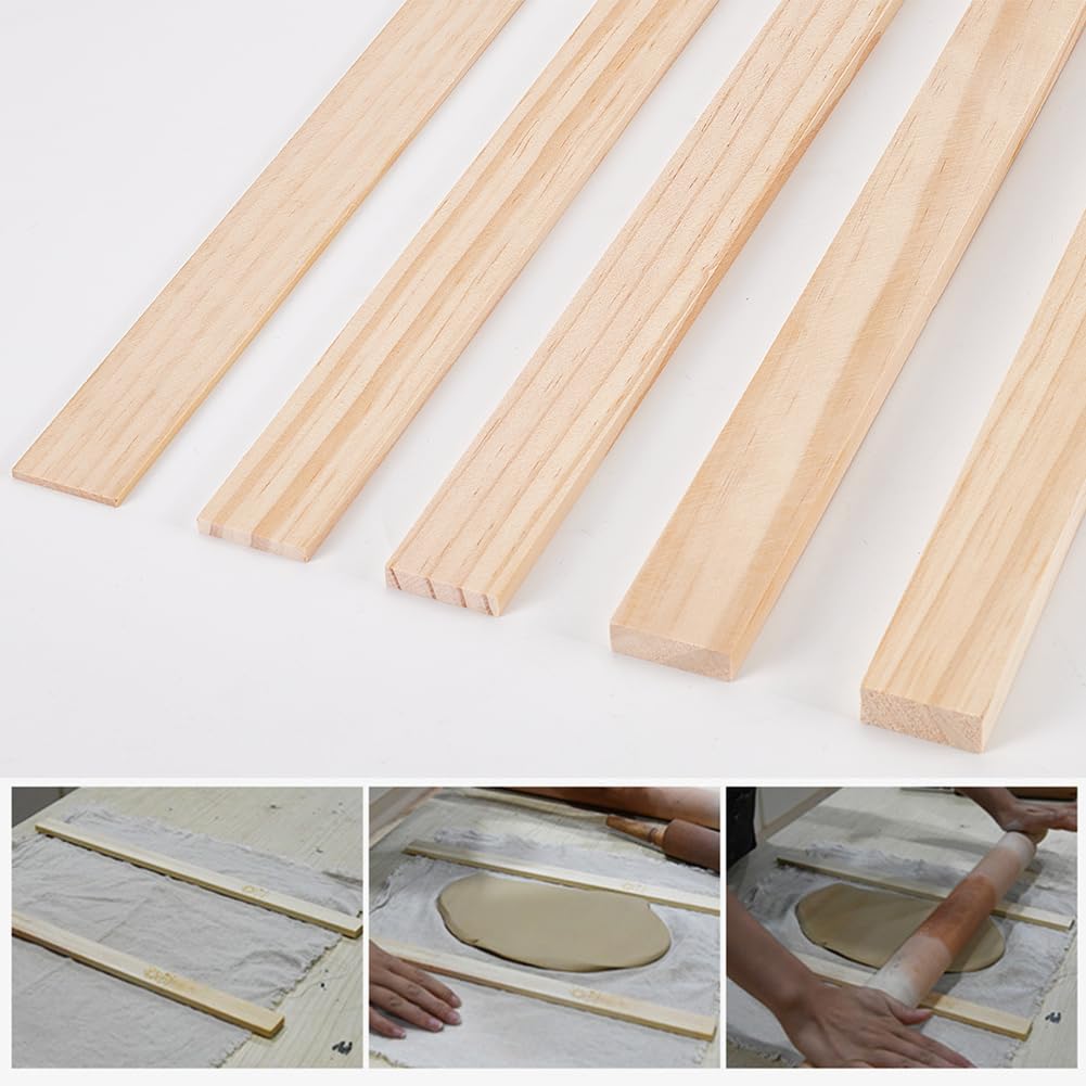 BENECREAT Guides Épaisseur Argile Poterie 10pcs 5 Tailles Bois