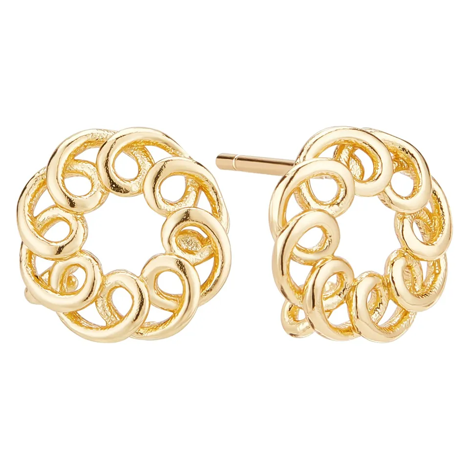 BENECREAT Clous Oreilles Fleur Doré 9mm x10 Paires