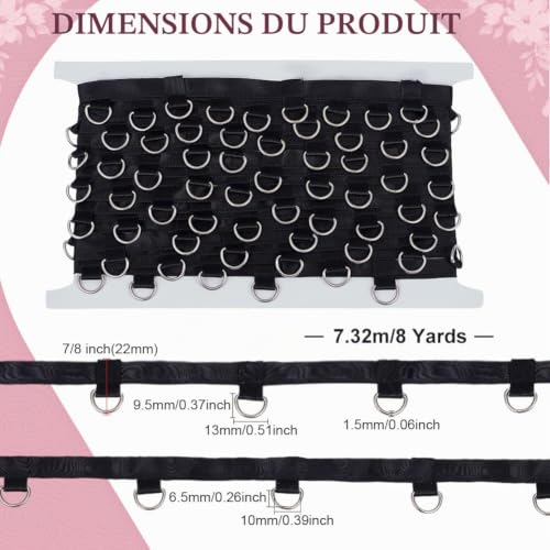 BENECREAT Ruban à Œillets Noir 22 mm x 7,3 m Polyester