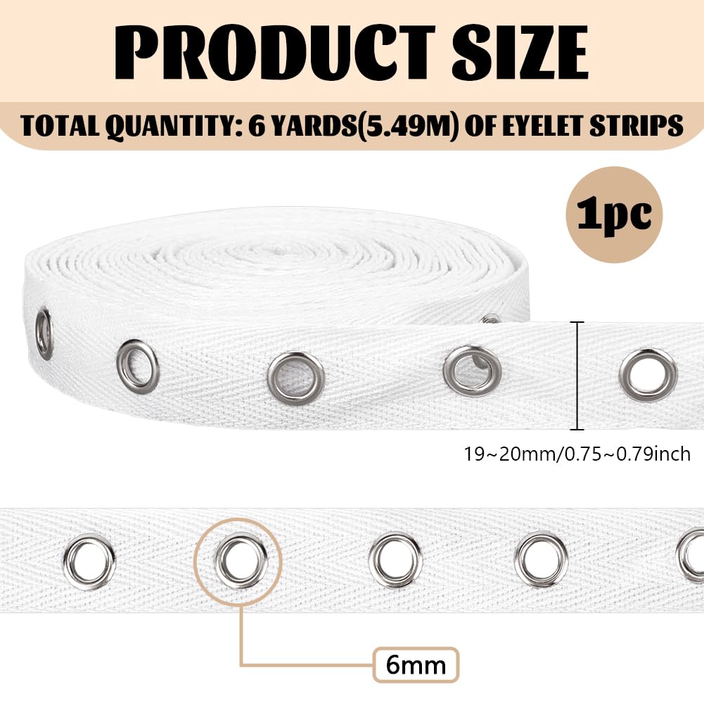 BENECREAT ruban à œillets blanc 5,48 m polyester 20 mm