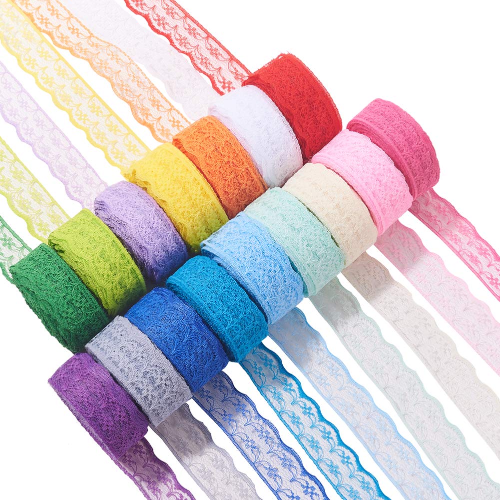 BENECREAT 18 Couleurs Ruban Dentelle Élastique 40mm 18 Yards