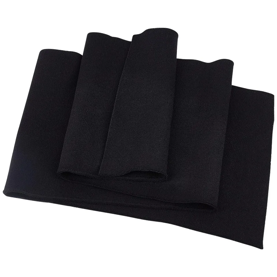 BENECREAT Tissu Côtelé Noir 100x20 cm Bord-Côte Polyester