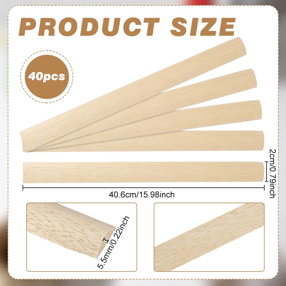 BENECREAT tiges bois demi-rondes bouleau 40,6cm lot 40