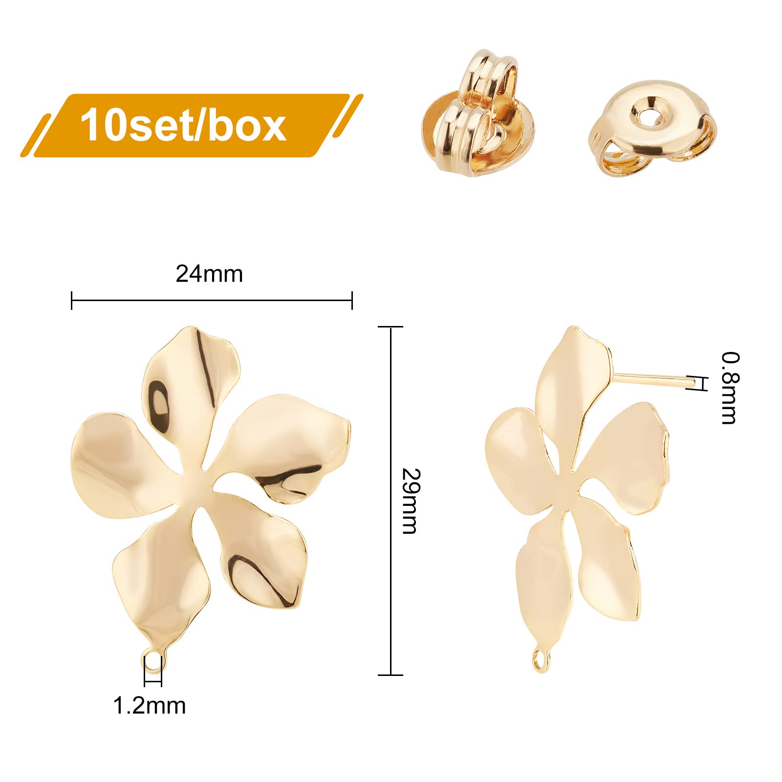 BENECREAT Boucles Oreilles Fleur Torsadée Doré 29mm x5