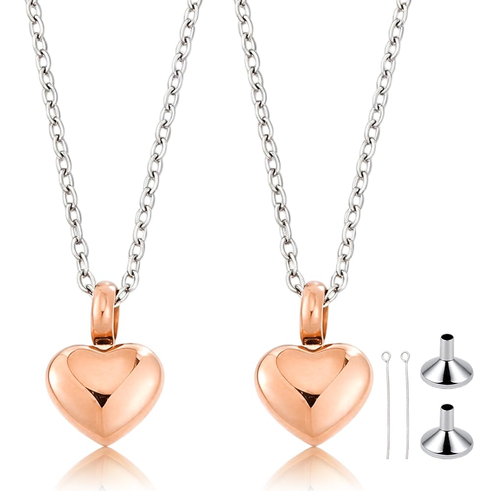 BENECREAT Pendentif Cœur Doré Médaillon Acier Lot de 2