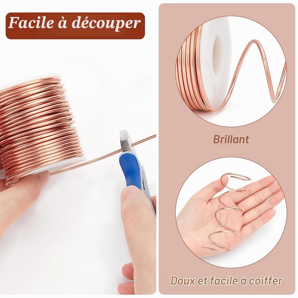 BENECREAT fil cuivre nu 12 gauge 2 mm 20 m souple