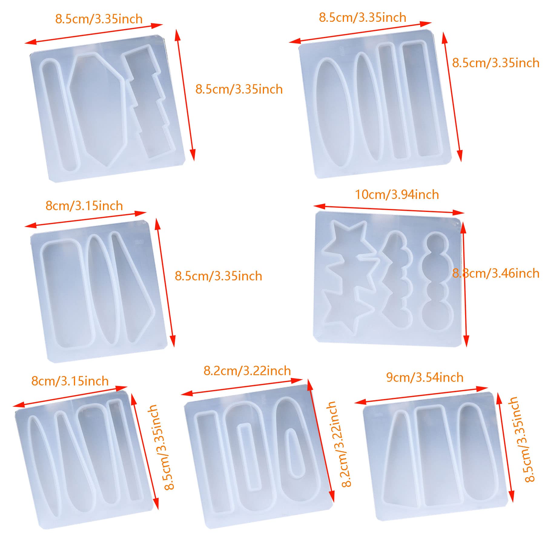 Cayway kit 7 moules résine barrettes silicone + 24 pinces