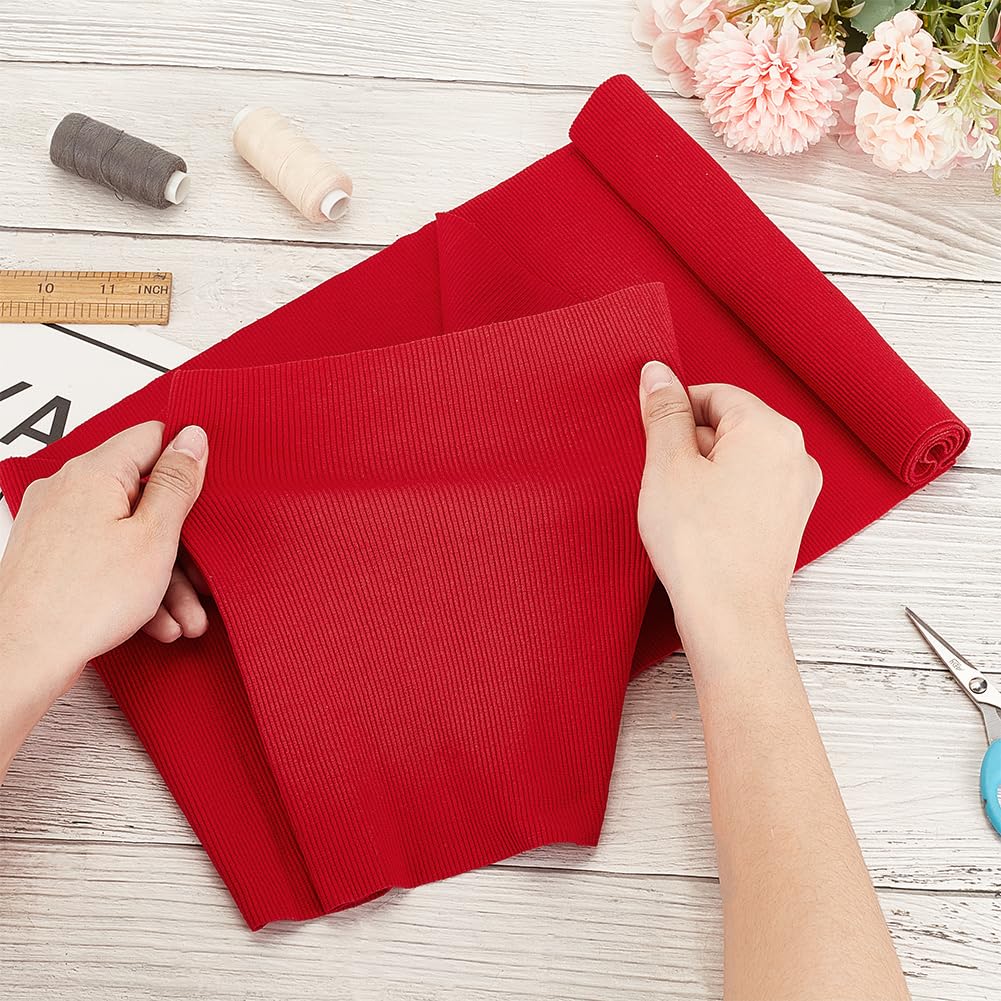 BENECREAT Tissu Bord Côte Rouge 22x63cm Élastique Couture