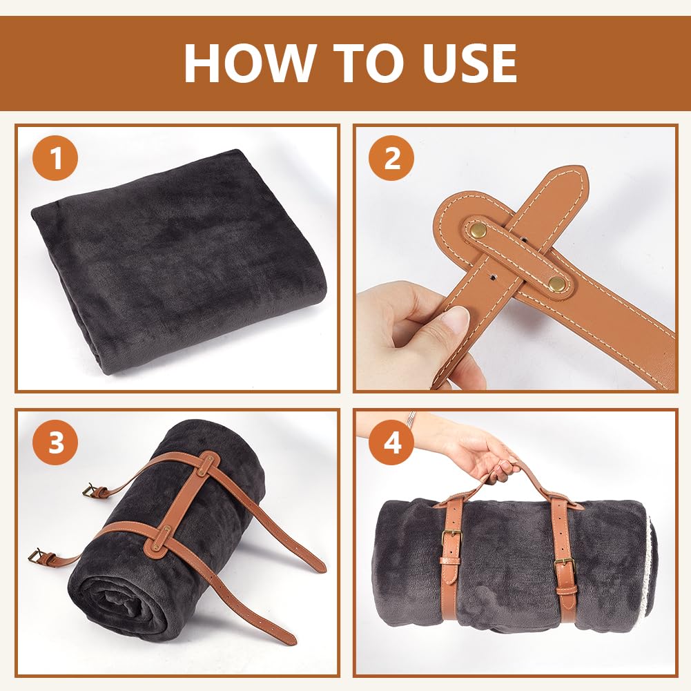 BENECREAT sangle transport cuir PU marron 3 pièces réglable