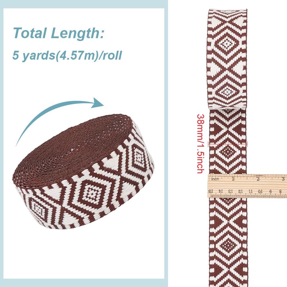 BENECREAT Sangle jacquard brun coco 38 mm 4,5 m