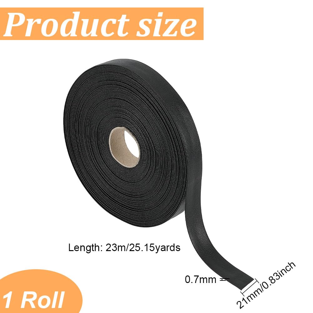 BENECREAT Ruban Biais Simili Cuir Noir 21mm 23m