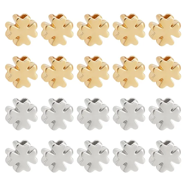 BENECREAT Perles Trèfle Plaqué Or 18K 60 Pcs 5 mm