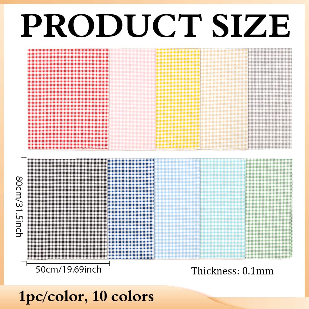 BENECREAT coupon tissu coton vichy tartan 80x50 cm lot de 10