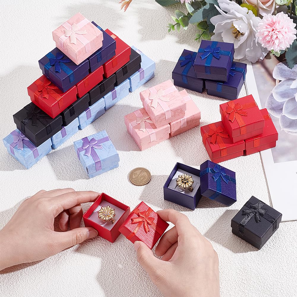 BENECREAT Boîtes Bijoux Cadeau 4.2cm 75pcs 5 Couleurs Nœud