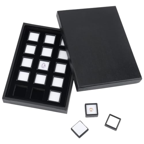 BENECREAT boîte présentation pierres noires 2,9 cm x15 vitrine